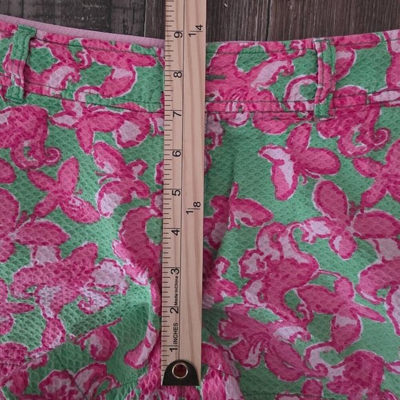 Lilly Pulitzer Pink & Green Butterfly Floral Shorts Size 10 - Picture 6 of 7